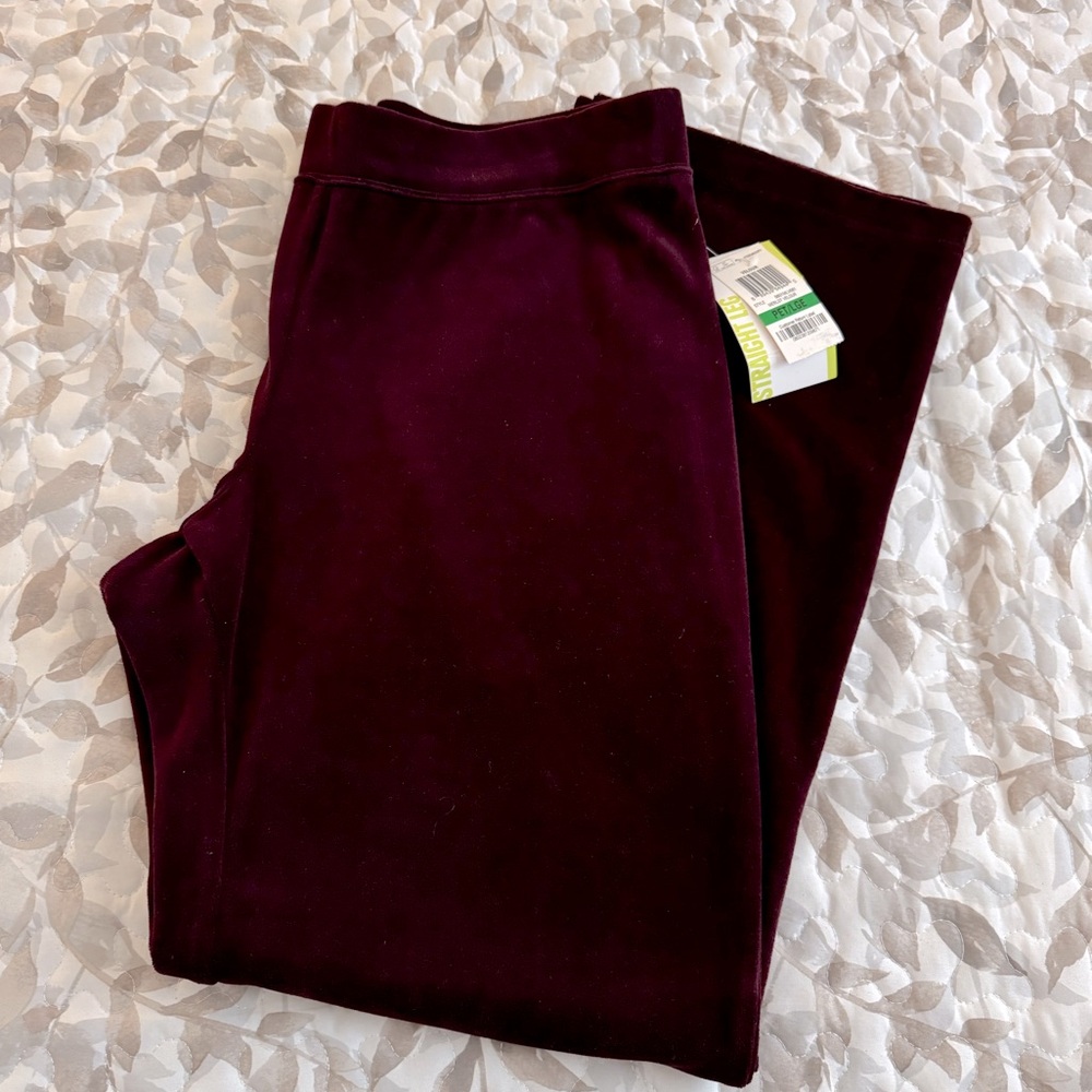 Velour Pant in Merlot - by Style & Company - Sz. PL -
